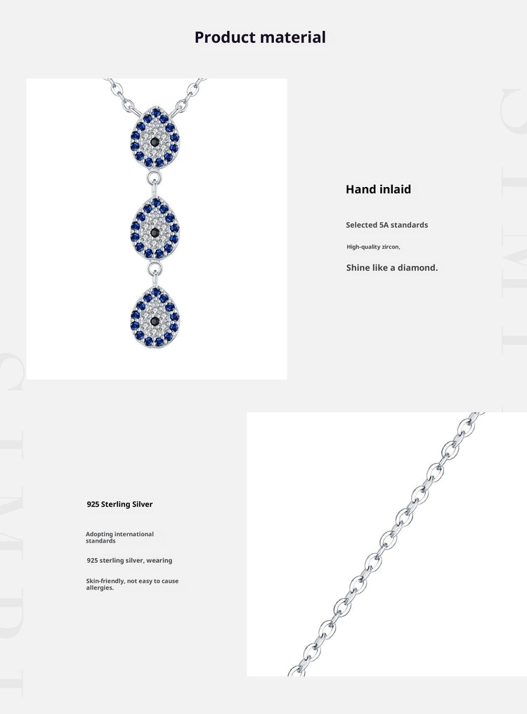 Sterling Silver Light Luxury Full Diamond Y-shaped Chain Necklace For Women - Artigo Importado