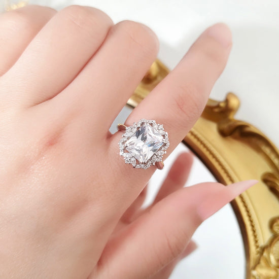 4 Karat Zircon 810 Square Diamond Sterling Silver Ring For Women - Artigo Importado