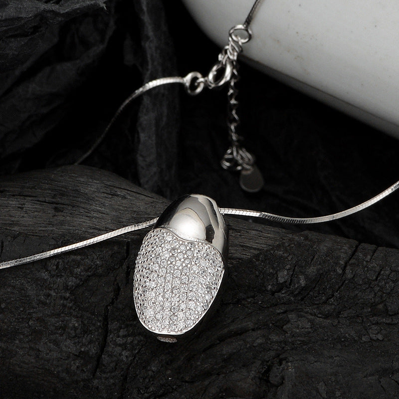 Simple Entire Sterling Silver Diamond-studded Necklace Women - Artigo Importado