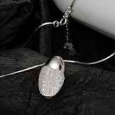 Simple Entire Sterling Silver Diamond-studded Necklace Women - Artigo Importado