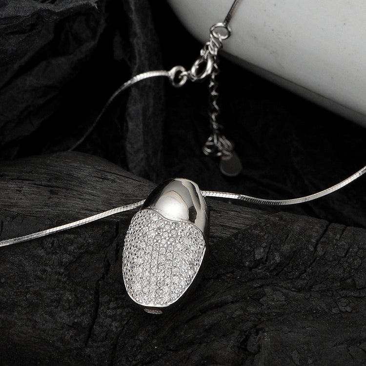 Simple Entire Sterling Silver Diamond-studded Necklace Women - Artigo Importado