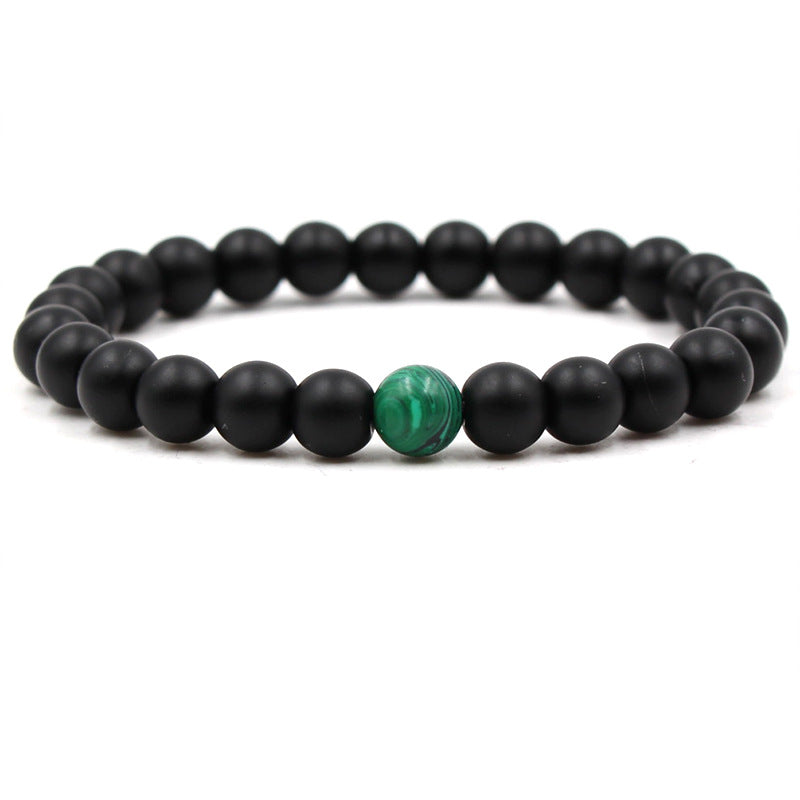 Classic Black Matte Green Malachite Bracelets Suitable Women Men Elastic Strand Jewelry - Artigo Importado