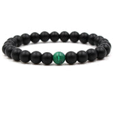 Classic Black Matte Green Malachite Bracelets Suitable Women Men Elastic Strand Jewelry - Artigo Importado