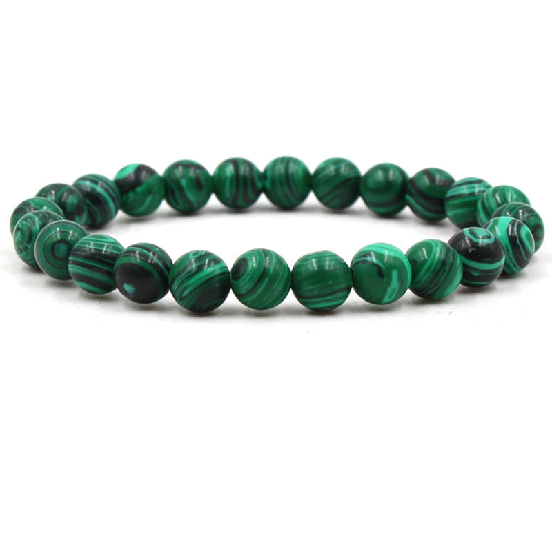Classic Black Matte Green Malachite Bracelets Suitable Women Men Elastic Strand Jewelry - Artigo Importado