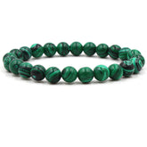 Classic Black Matte Green Malachite Bracelets Suitable Women Men Elastic Strand Jewelry - Artigo Importado