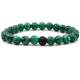 Classic Black Matte Green Malachite Bracelets Suitable Women Men Elastic Strand Jewelry - Artigo Importado
