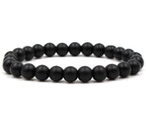 Classic Black Matte Green Malachite Bracelets Suitable Women Men Elastic Strand Jewelry - Artigo Importado