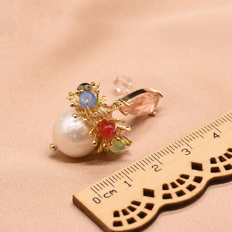 GLSEEVO Natural  Water White Pearl  Drop Earring 925 Sterling Silver For Women Girls Pendant Colorful  Fine Jewelry GE0818 - Artigo Importado