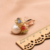 GLSEEVO Natural  Water White Pearl  Drop Earring 925 Sterling Silver For Women Girls Pendant Colorful  Fine Jewelry GE0818 - Artigo Importado