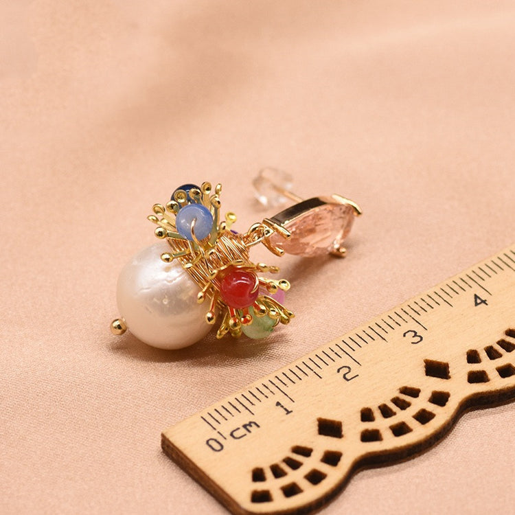 GLSEEVO Natural  Water White Pearl  Drop Earring 925 Sterling Silver For Women Girls Pendant Colorful  Fine Jewelry GE0818 - Artigo Importado