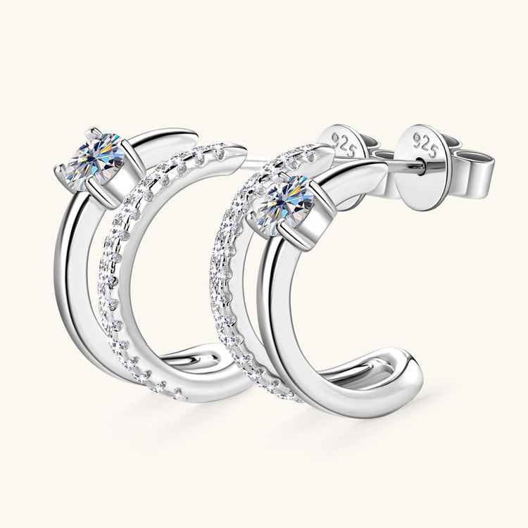 New S925 Sterling Silver Diamond Ear Stud Earring Women - Artigo Importado