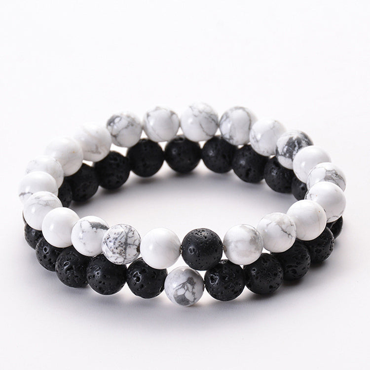 Classic Black Matte Green Malachite Bracelets Suitable Women Men Elastic Strand Jewelry - Artigo Importado