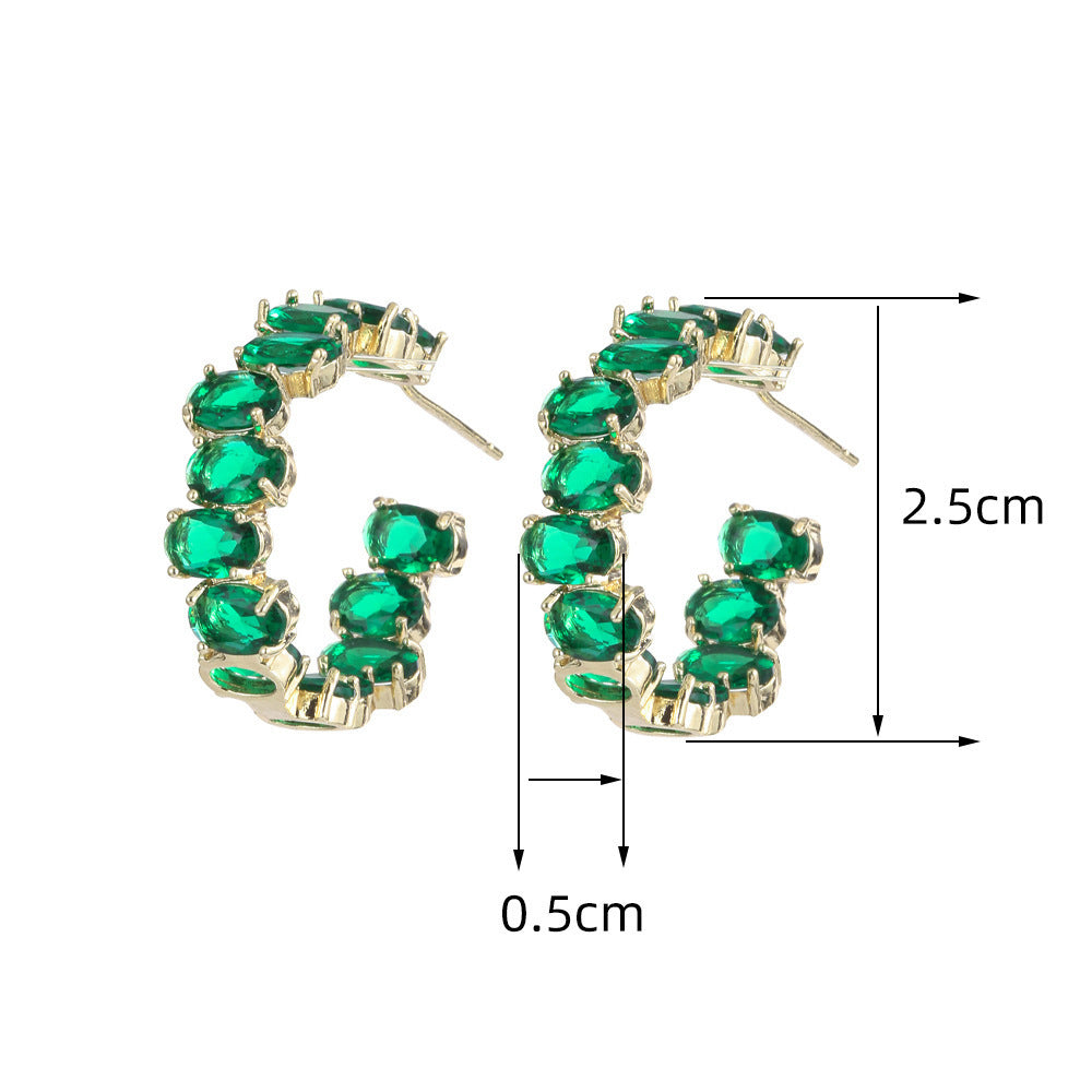Exaggerated Temperamental Zircon C- Shaped Eardrop Earring Women - Artigo Importado