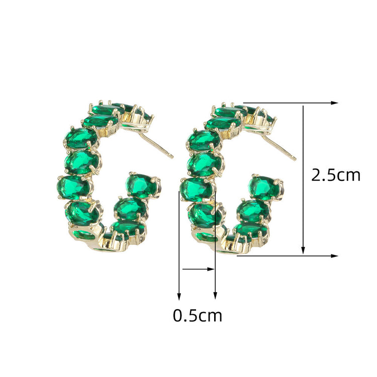Exaggerated Temperamental Zircon C- Shaped Eardrop Earring Women - Artigo Importado