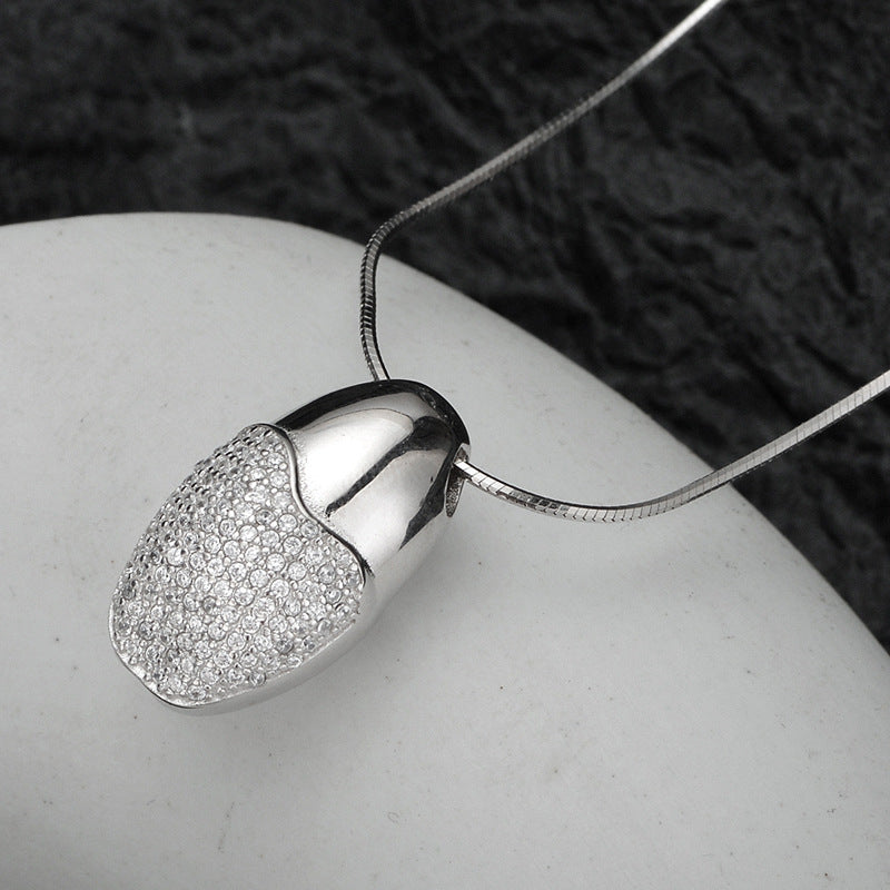 Simple Entire Sterling Silver Diamond-studded Necklace Women - Artigo Importado