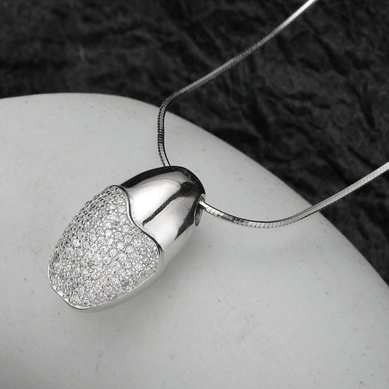 Simple Entire Sterling Silver Diamond-studded Necklace Women - Artigo Importado