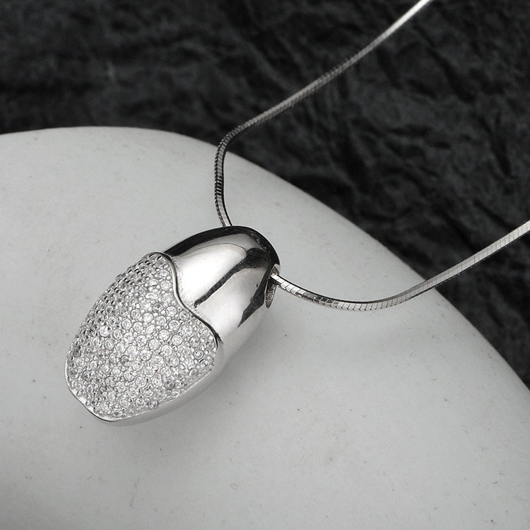 Simple Entire Sterling Silver Diamond-studded Necklace Women - Artigo Importado