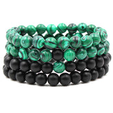 Classic Black Matte Green Malachite Bracelets Suitable Women Men Elastic Strand Jewelry - Artigo Importado