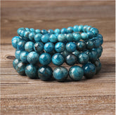 Natural Blue Apatite Bracelets Are Suitable For Men And Women To Wear Elastic Beaded Jewelry - Artigo Importado