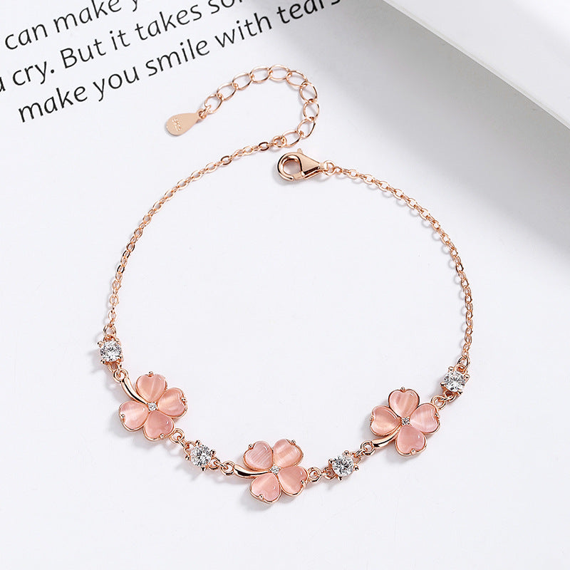 Fashion Jewelry Opal Crystal Gemstones Chain Bracelets For Women Femme Zircon Diamonds Rose Gold Jewelry Bijoux Mujer Cute Girlfriend Gifts - Artigo Importado