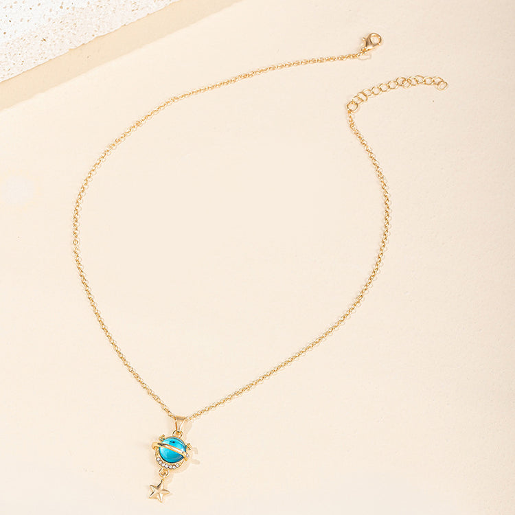 Fashion Diamond Planet Pendant Alloy Necklace For Women - Artigo Importado