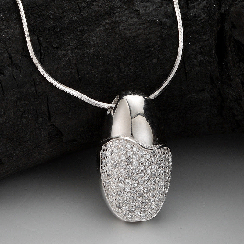 Simple Entire Sterling Silver Diamond-studded Necklace Women - Artigo Importado