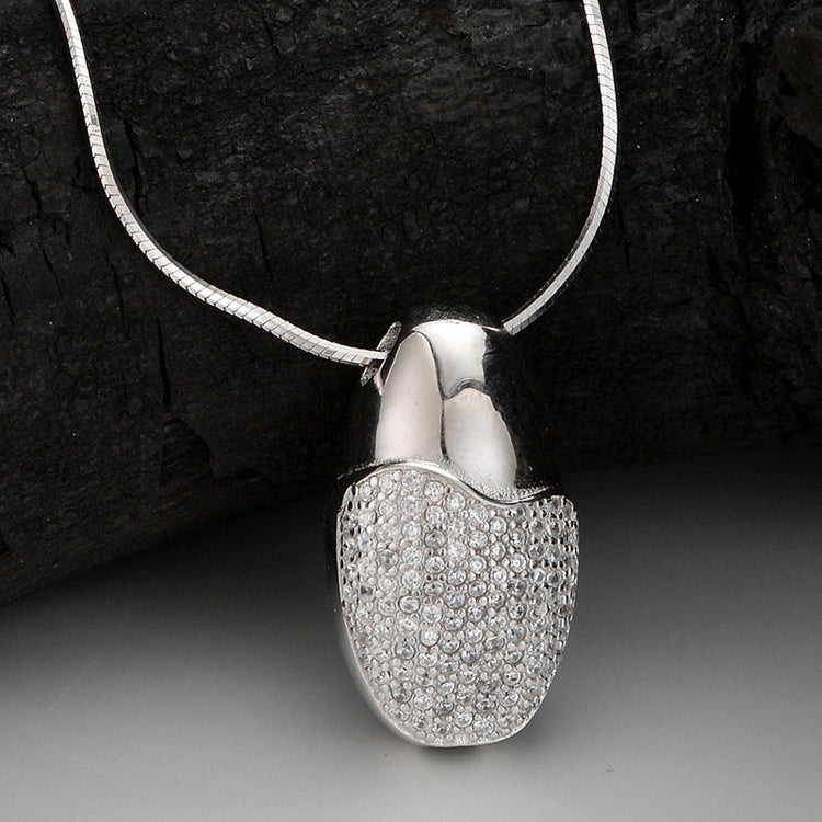 Simple Entire Sterling Silver Diamond-studded Necklace Women - Artigo Importado