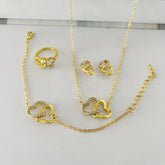 5PCS Fashion Butterfly Pendants Necklace Earrings Ring Bracelet Sets For Women Jewelry Set Bridal Wedding Jewelry Gift - Artigo Importado