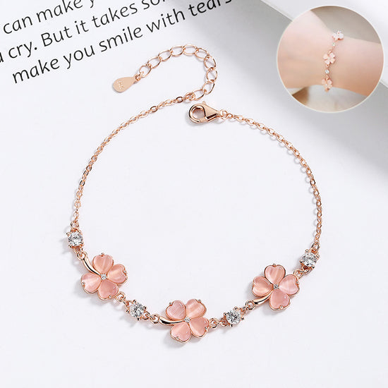 Fashion Jewelry Opal Crystal Gemstones Chain Bracelets For Women Femme Zircon Diamonds Rose Gold Jewelry Bijoux Mujer Cute Girlfriend Gifts - Artigo Importado