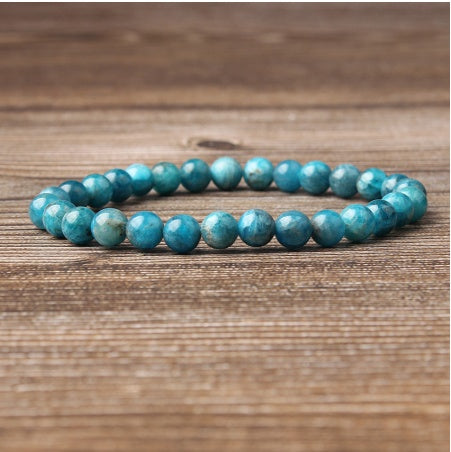 Natural Blue Apatite Bracelets Are Suitable For Men And Women To Wear Elastic Beaded Jewelry - Artigo Importado