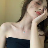 925 Sterling Silver Light Luxury Full Diamond Round Opal Stone Necklace For Women - Artigo Importado