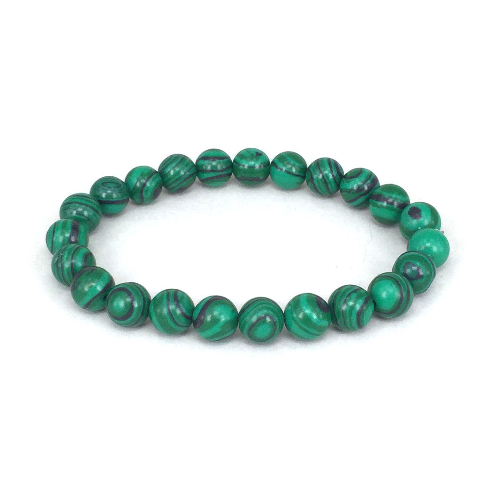 Classic Black Matte Green Malachite Bracelets Suitable Women Men Elastic Strand Jewelry - Artigo Importado