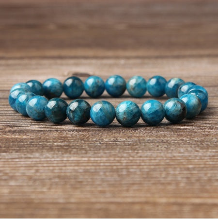 Natural Blue Apatite Bracelets Are Suitable For Men And Women To Wear Elastic Beaded Jewelry - Artigo Importado