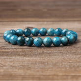Natural Blue Apatite Bracelets Are Suitable For Men And Women To Wear Elastic Beaded Jewelry - Artigo Importado