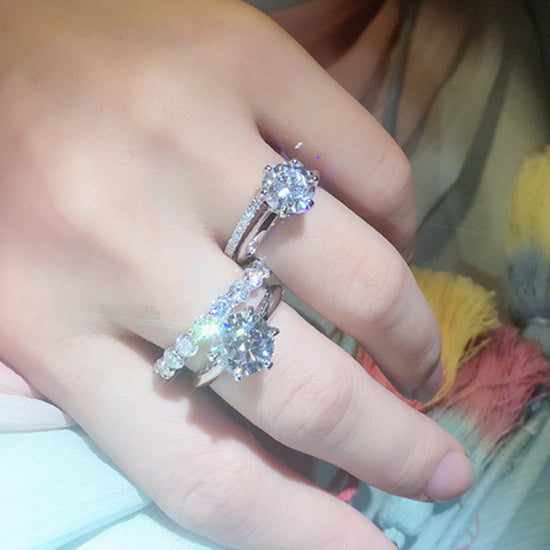 S925 Sterling Silver Solitaire Diamond Solitaire Diamond Ring 123 carat Diamond Ring Wedding Engagement Ring Women - Artigo Importado