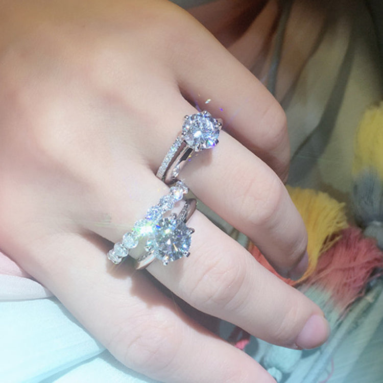 S925 Sterling Silver Solitaire Diamond Solitaire Diamond Ring 123 carat Diamond Ring Wedding Engagement Ring Women - Artigo Importado