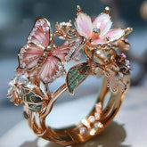 Adjustable Crystal Butterfly Flower Ring For Women - Artigo Importado
