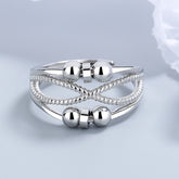 Rotatable Ring With Open Design Fashion Double-layered Hollow Line Anxiety Relief Rings For Women - Artigo Importado