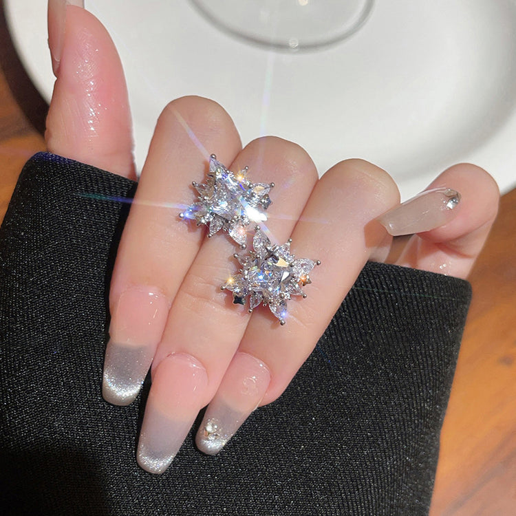 Sparking Snowflake Earrings For Women Shiny Zircon  Firework Exquisite Earring Christmas New Year Party Jewelry - Artigo Importado