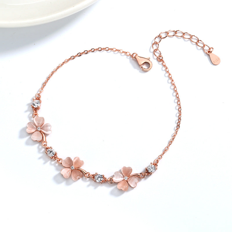 Fashion Jewelry Opal Crystal Gemstones Chain Bracelets For Women Femme Zircon Diamonds Rose Gold Jewelry Bijoux Mujer Cute Girlfriend Gifts - Artigo Importado
