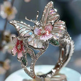 Adjustable Crystal Butterfly Flower Ring For Women - Artigo Importado