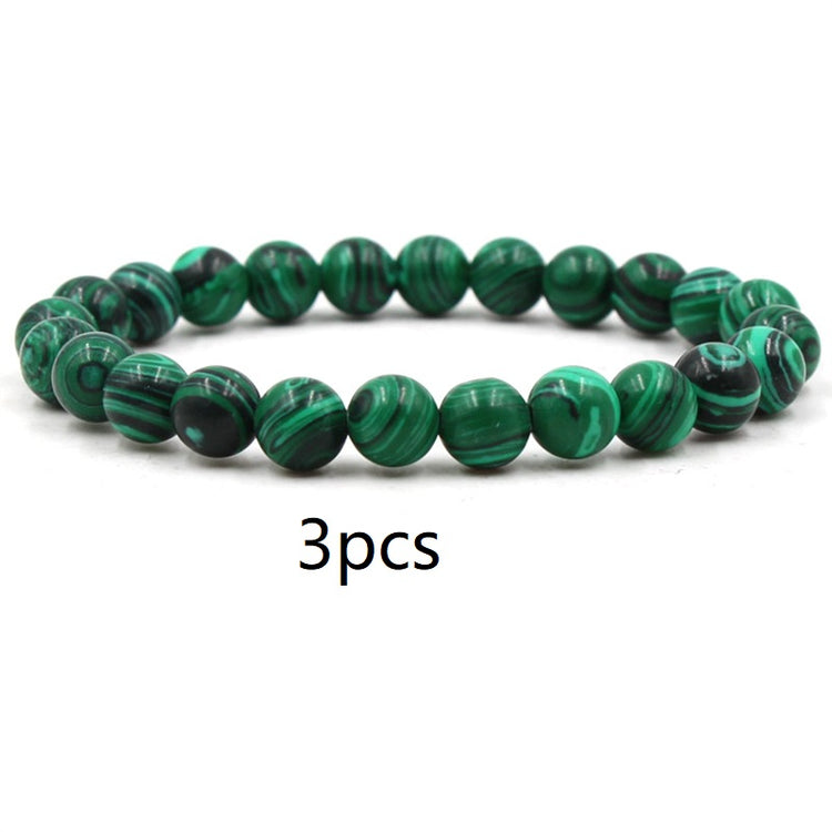 Classic Black Matte Green Malachite Bracelets Suitable Women Men Elastic Strand Jewelry - Artigo Importado