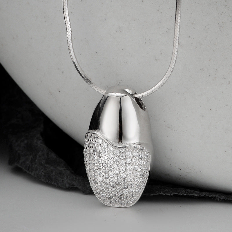 Simple Entire Sterling Silver Diamond-studded Necklace Women - Artigo Importado