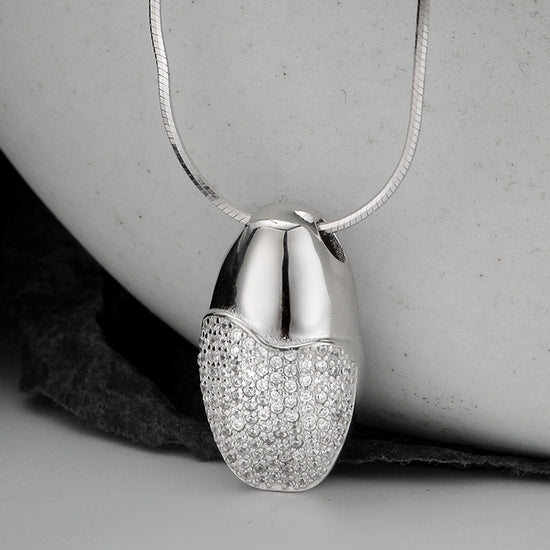 Simple Entire Sterling Silver Diamond-studded Necklace Women - Artigo Importado