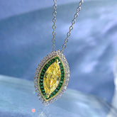 New 925 Silver Necklace 613 Yellow Diamond Horse Eye Pendant For Women - Artigo Importado