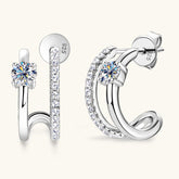 New S925 Sterling Silver Diamond Ear Stud Earring Women - Artigo Importado