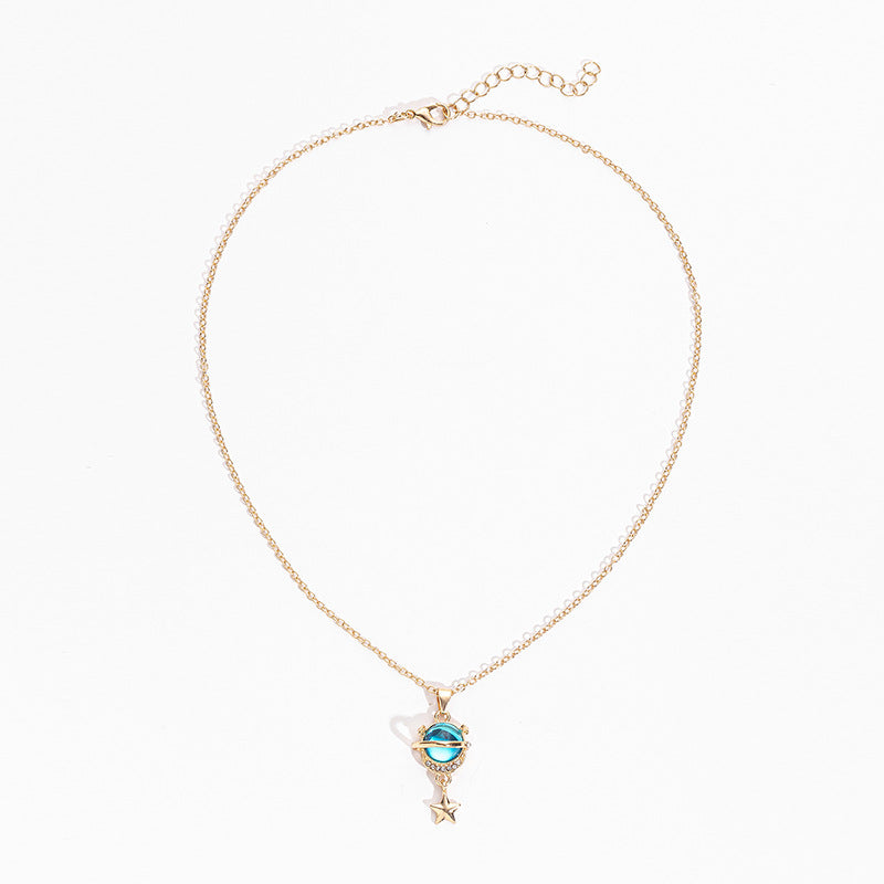 Fashion Diamond Planet Pendant Alloy Necklace For Women - Artigo Importado