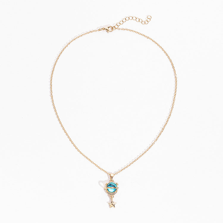 Fashion Diamond Planet Pendant Alloy Necklace For Women - Artigo Importado