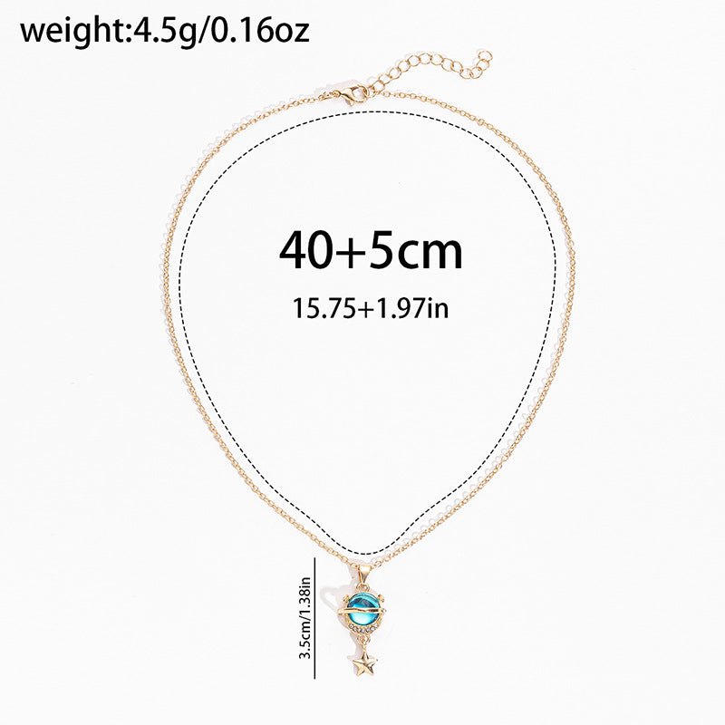 Fashion Diamond Planet Pendant Alloy Necklace For Women - Artigo Importado