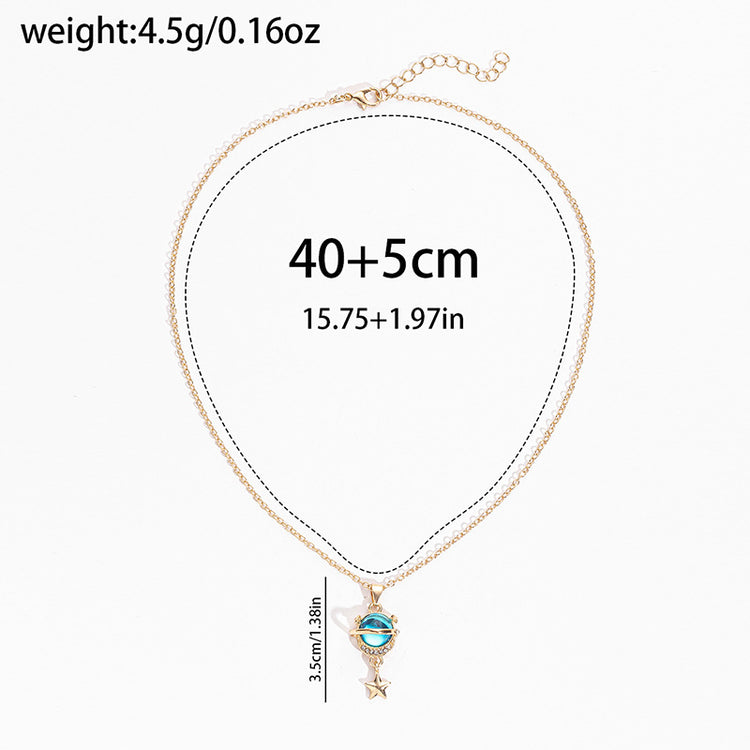 Fashion Diamond Planet Pendant Alloy Necklace For Women - Artigo Importado